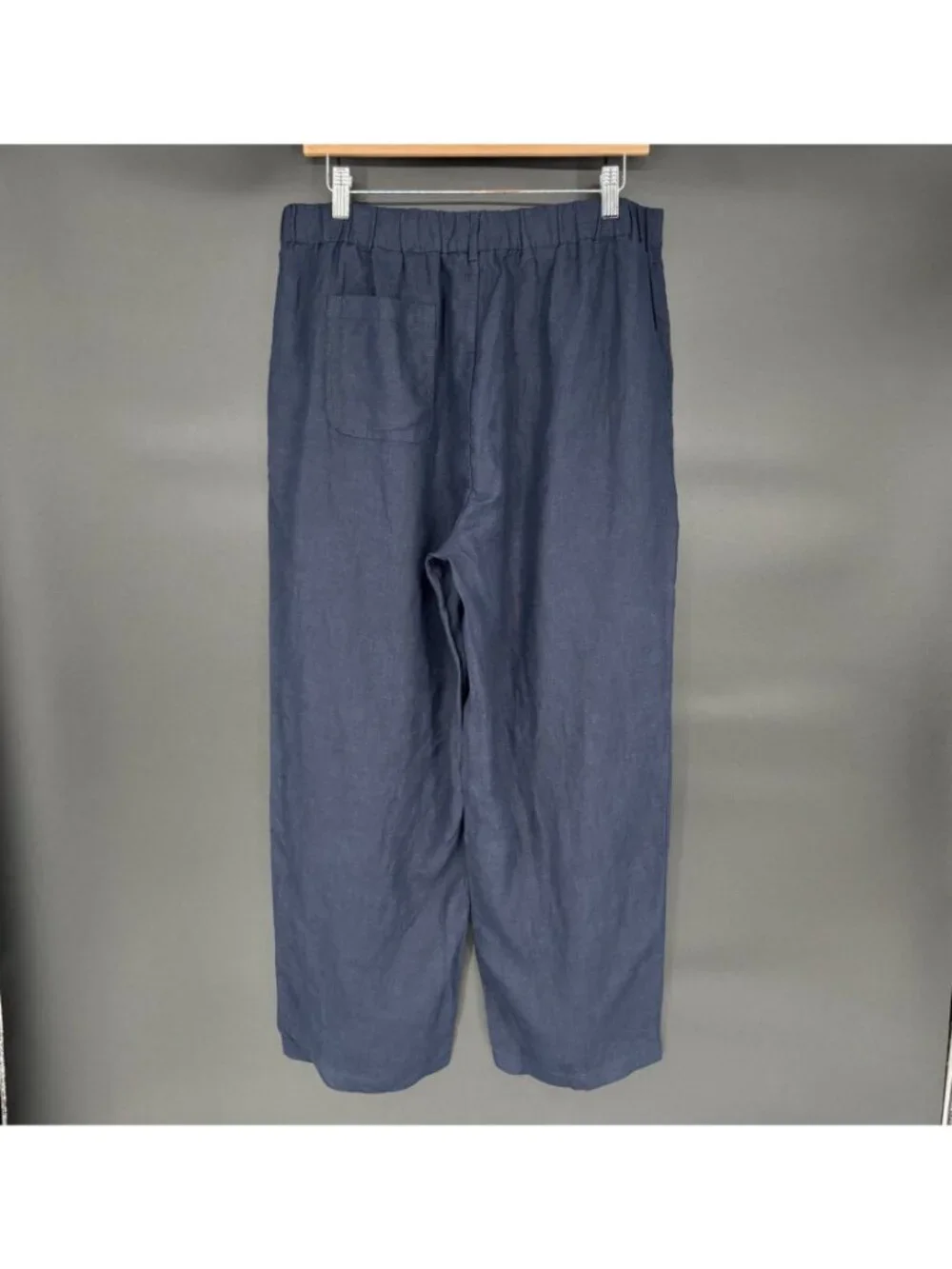 NWT Quince Womens 100% European Linen Pants Large Deep Navy Coastal Quiet Luxury